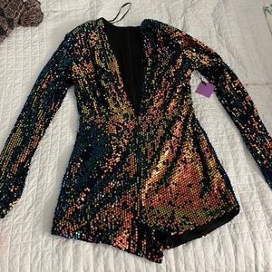 Full sleeve sequin romper